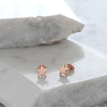 Star Stud Earrings Gold Or Rose Gold Vermeil, 3 of 6