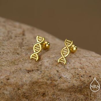 Dna Molecular Structure Screw Back Earrings In Sterling Silver, 5 of 11