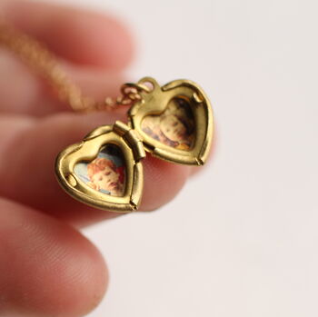 Tiny Small Heart Miniature Personalised Locket Necklace, 9 of 12