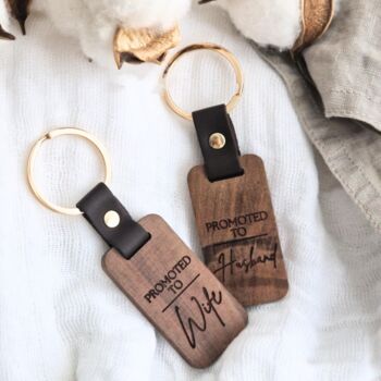 Personalised Engraved Walnut Keyring, 4 of 6