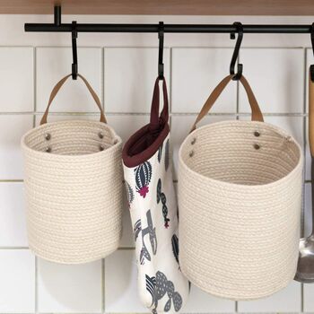 Set Of Two Wall Hanging Basket Woven Storage, 3 of 5