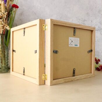 Personalised Solid Oak Three Aperture Hinged Photo Frame, 5 of 7