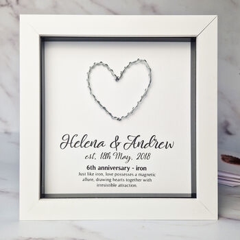 Personalised 6th Anniversary Gift Framed Iron Heart, 5 of 11