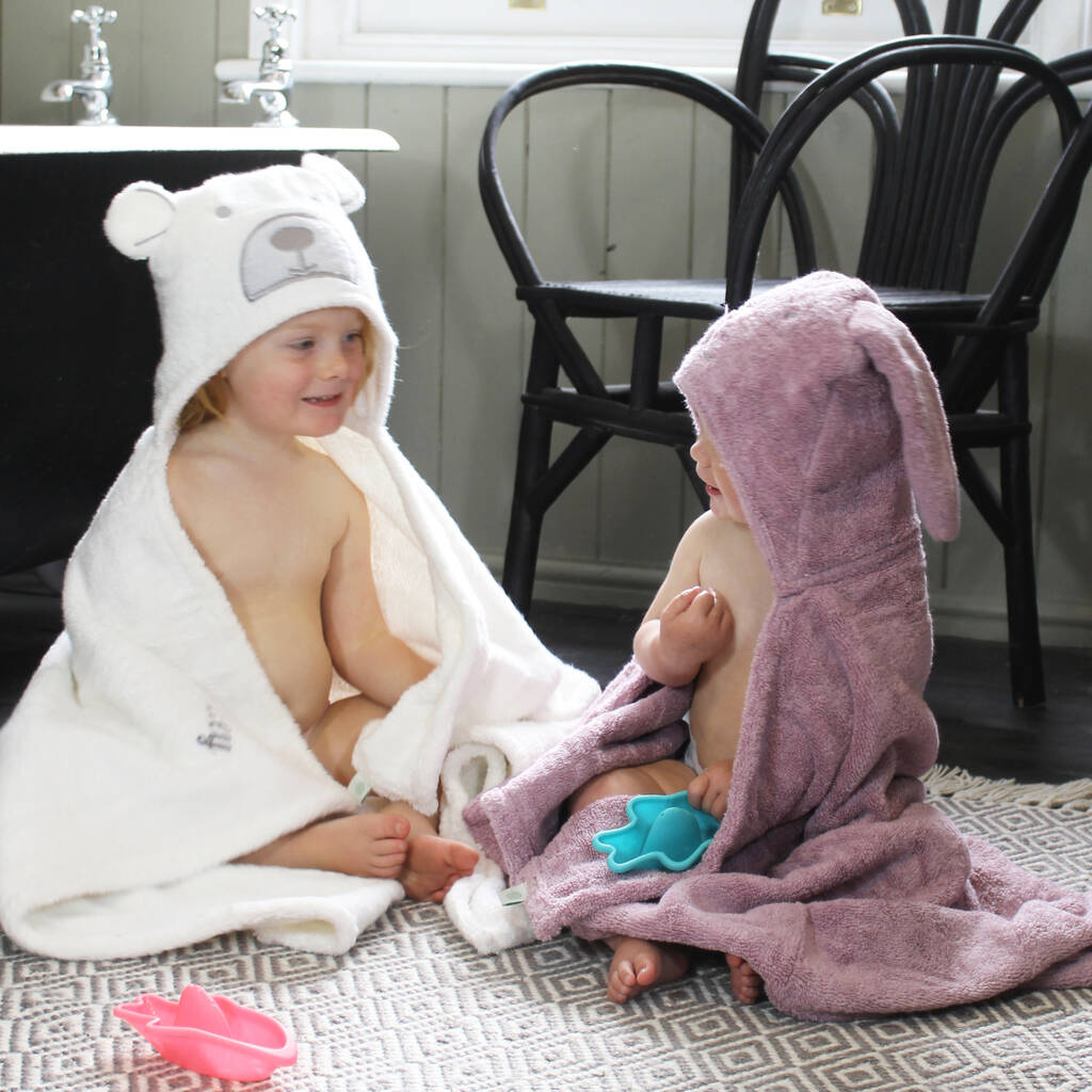 Personalised Hooded Baby Bath Towel Bunny Rabbit, 1 of 11