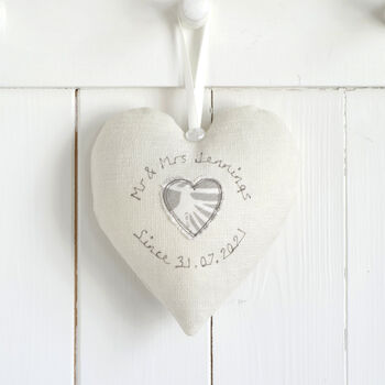 Personalised Wedding Or Anniversary Hanging Heart Gift For Couple, 8 of 12