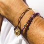 Gemstone Star Charm Bracelet 18 K Gold Plated 4mm Polished Beads, thumbnail 1 of 7