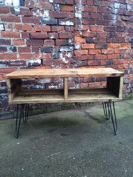 Industrial Reclaimed Hairpin Tv Stand Coffee Table 150, 2 of 5