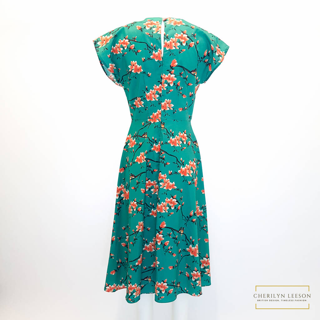 1940s Ella Jade Green Floral Print Dress By Cherilyn Leeson ...