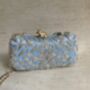 Handcrafted Raw Silk Rectangular Blue Clutch, thumbnail 4 of 10