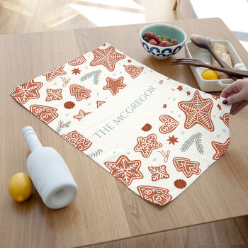 Personalised Gingerbread Wallpaper Tea Towel, 2 of 6