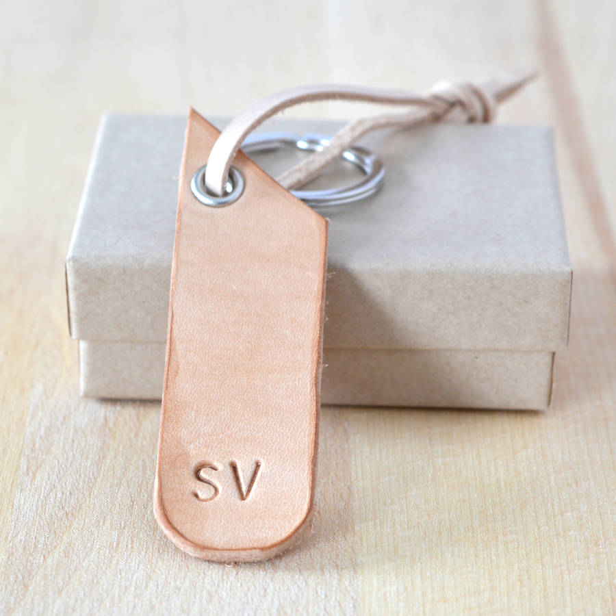 Monogrammed Leather Key Ring By Solid And Marl
