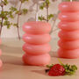 G Decor Strawberry Lip Balm Scented Pebble Bubble Stack Sculptural Pillar Candle, thumbnail 3 of 5