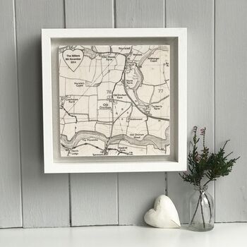 Personalised Heart Location Map Print On Wood, 3 of 10