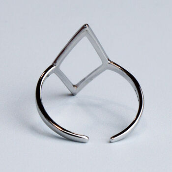 Sterling Silver Diamond Shape Adjustable Ring, 2 of 4