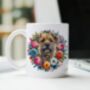 Personalised Border Terrier Summer Floral Dog Wreath Cushion And Mug Gift Bundle, thumbnail 2 of 4