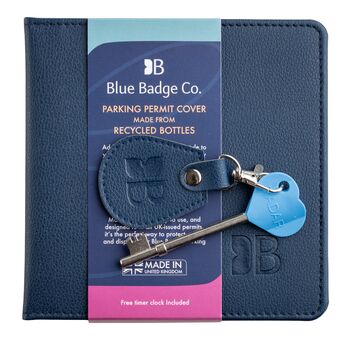 Eco Friendly Disabled Blue Badge Vegan Leather Wallet And Radar Key Made From Recycled Bottles In Navy, 3 of 5