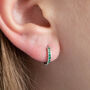 Green Sparkle Cz Huggie Hoop Earrings, thumbnail 1 of 4