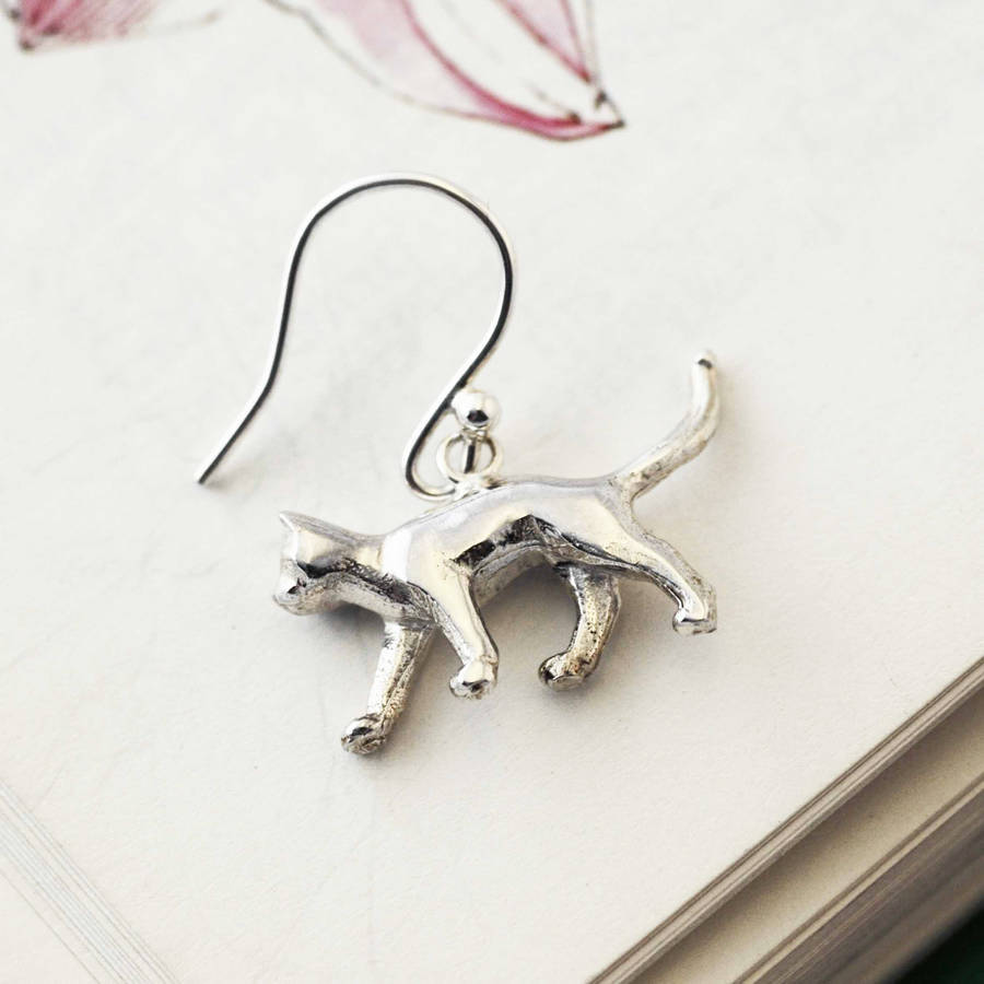 Cat Earrings In Sterling Silver By Heather Scott Jewellery
