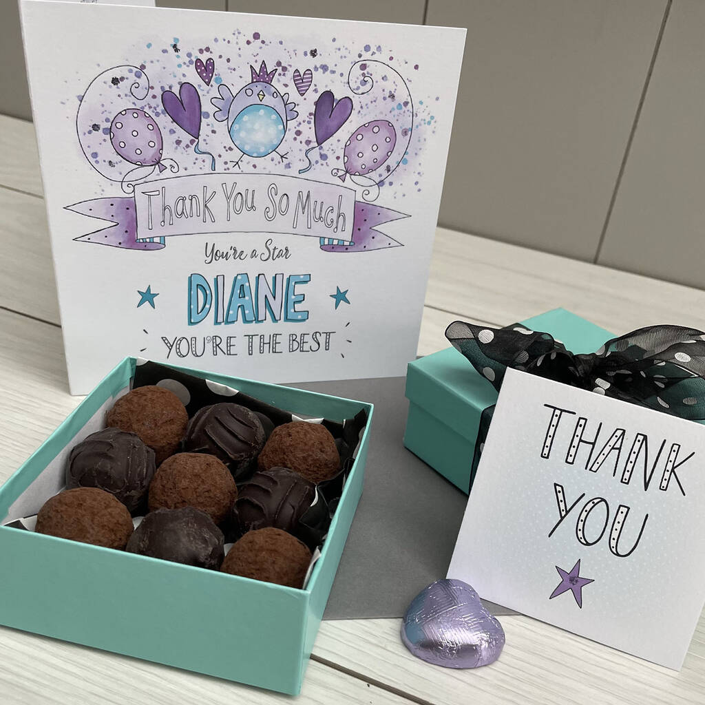 Truffles And Personalised Thank You Card Gift By Claire Sowden Design