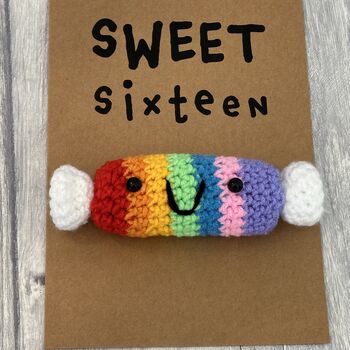 Sweet Sixteen Crochet 16th Birthday Card Handmade, 12 of 12