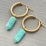 Amazonite Gemstone Spike Hoop Earrings In Gold Vermeil, thumbnail 4 of 6