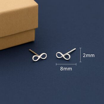 Mother And Daughter Sterling Silver Infinity Symbol Stud Earrings, 5 of 9