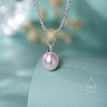 Sterling Silver Freshwater Pearl Double Layer Pendant Necklace, 5 of 12