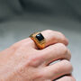 Gold Plated Black Gemstone Steel Ring, thumbnail 6 of 10