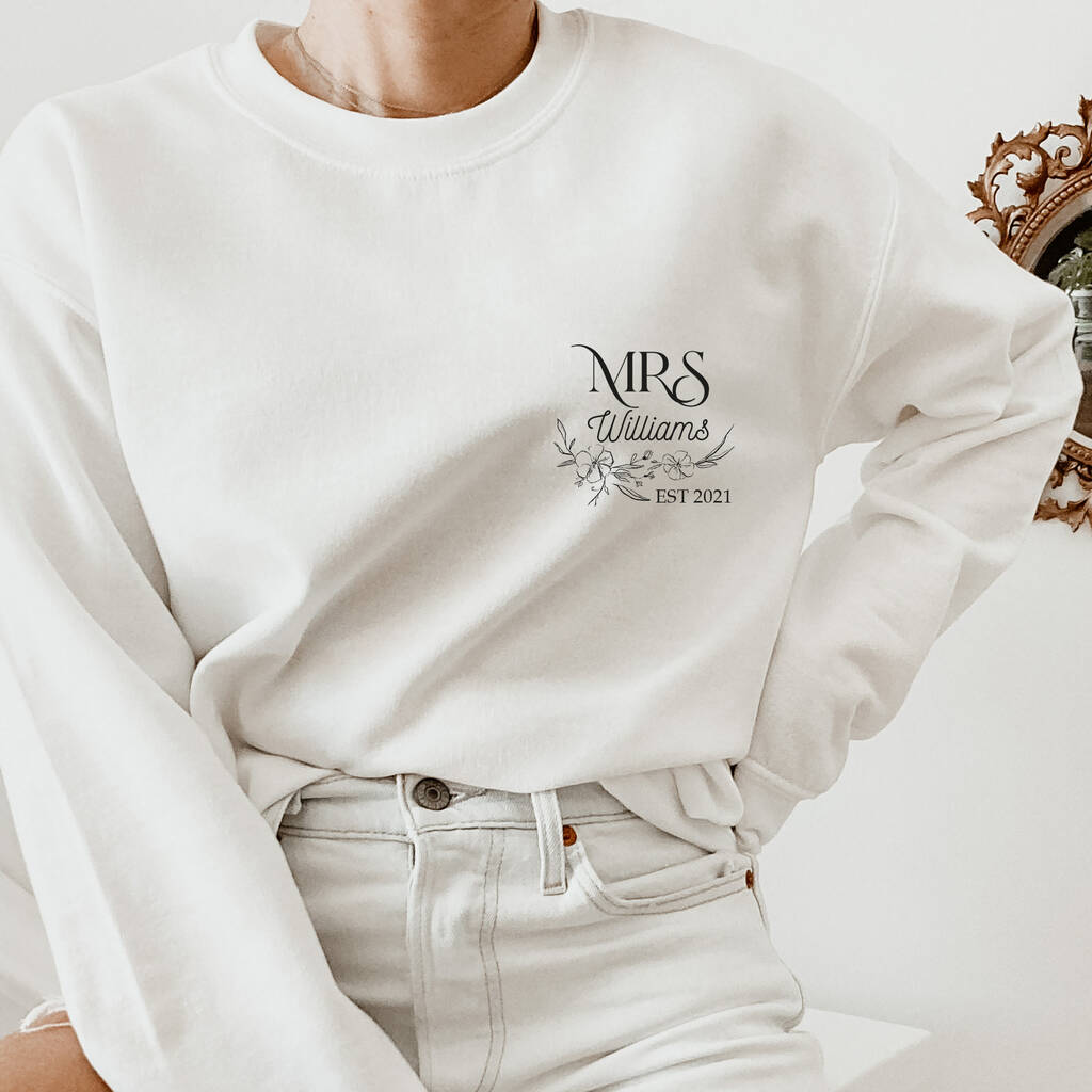 Personalised Mrs Sweatshirt With Est Year, 1 of 3