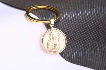 1936 90th Birthday Farthing Coin Keyring Gift, 3 of 5