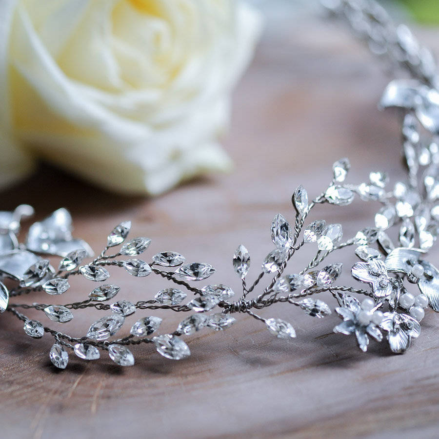 Floral Enamelled Hair Vine Tiara By Queens & Bowl