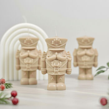 Beige Christmas Nutcracker Candle Festive Home Decor, 3 of 12