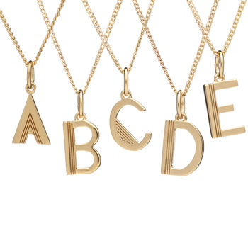 Gold Art Deco Initial Necklace, 5 of 11