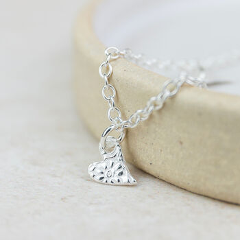 Sterling Silver Tilted Heart Charm Bracelet, 3 of 5