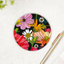 Round Coaster Floral Poppies Black Heat And Stain Proof, thumbnail 1 of 10