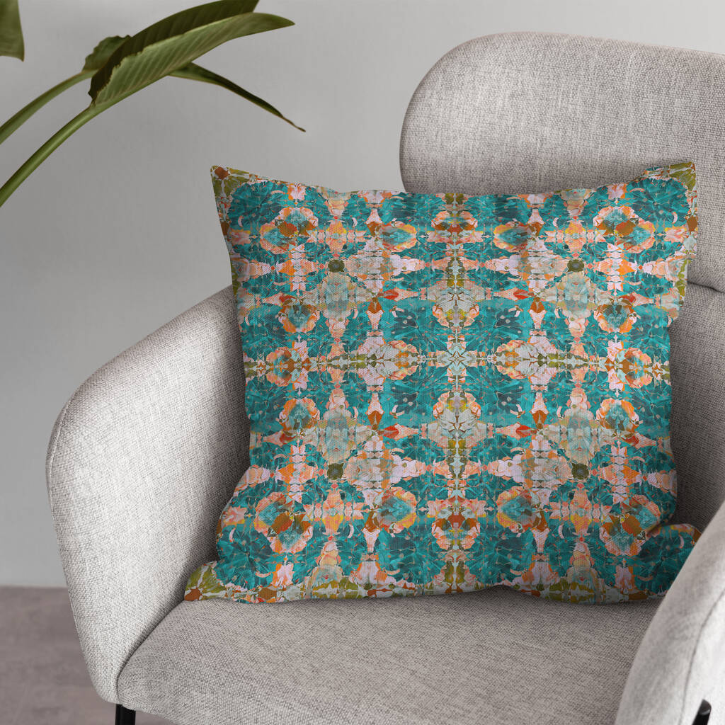 Floral Mosaic Cushion Cover By The Petal Painter