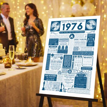 Personalised 1976 Music Print 50th Birthday Gift, 2 of 10
