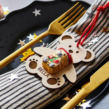 Personalised Chocolate Teddy Christmas Place Setting, 3 of 3