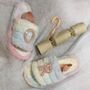 Children's Personalised Rainbow Faux Fur Slippers, thumbnail 2 of 4
