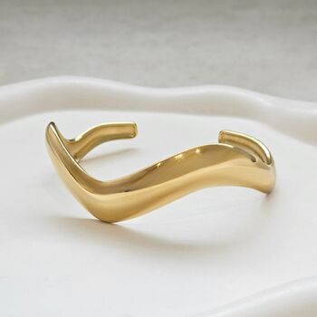 Thick Wave Cuff Bangle, 3 of 7