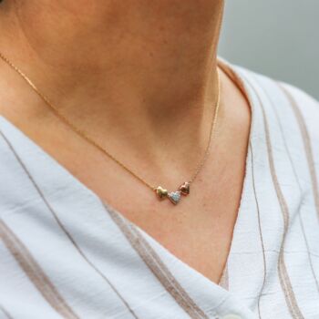 Emily And Ophelia Diamond Triple Heart Necklace, 3 of 5
