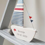 Personalised Sailing Boat For A New Baby Or Christening, thumbnail 4 of 6