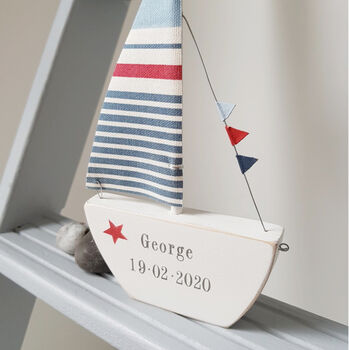 Personalised Sailing Boat For A New Baby Or Christening, 4 of 6
