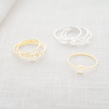 Sterling Silver Initial Personalised Stacking Ring, 3 of 10