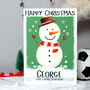 Personalised Snowman Football Christmas Card, thumbnail 5 of 12