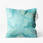 Tropical Turquoise Cushion Cover With Green Leaves, thumbnail 1 of 7