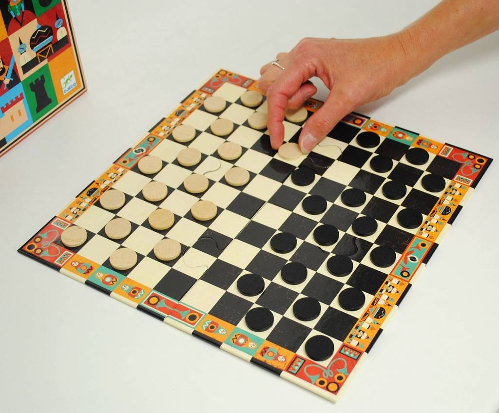wooden chess and checkers set by harmony at home children's eco