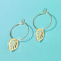 Leaf Drop Hoop Earrings, thumbnail 4 of 8