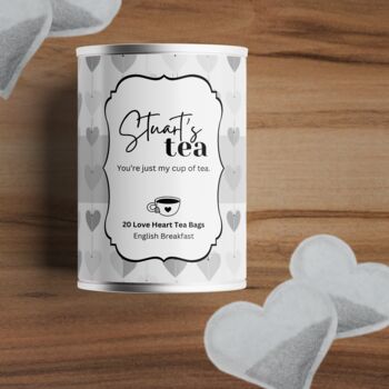 20 Heart Tea Bags In Personalised Name Tin, 3 of 8