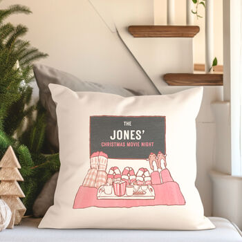 Personalised Family Christmas Movie Night Cushion, 3 of 5